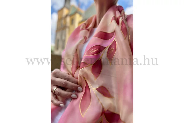 Rita selyemsál, bézs-rózsaszín (180x45 cm)
